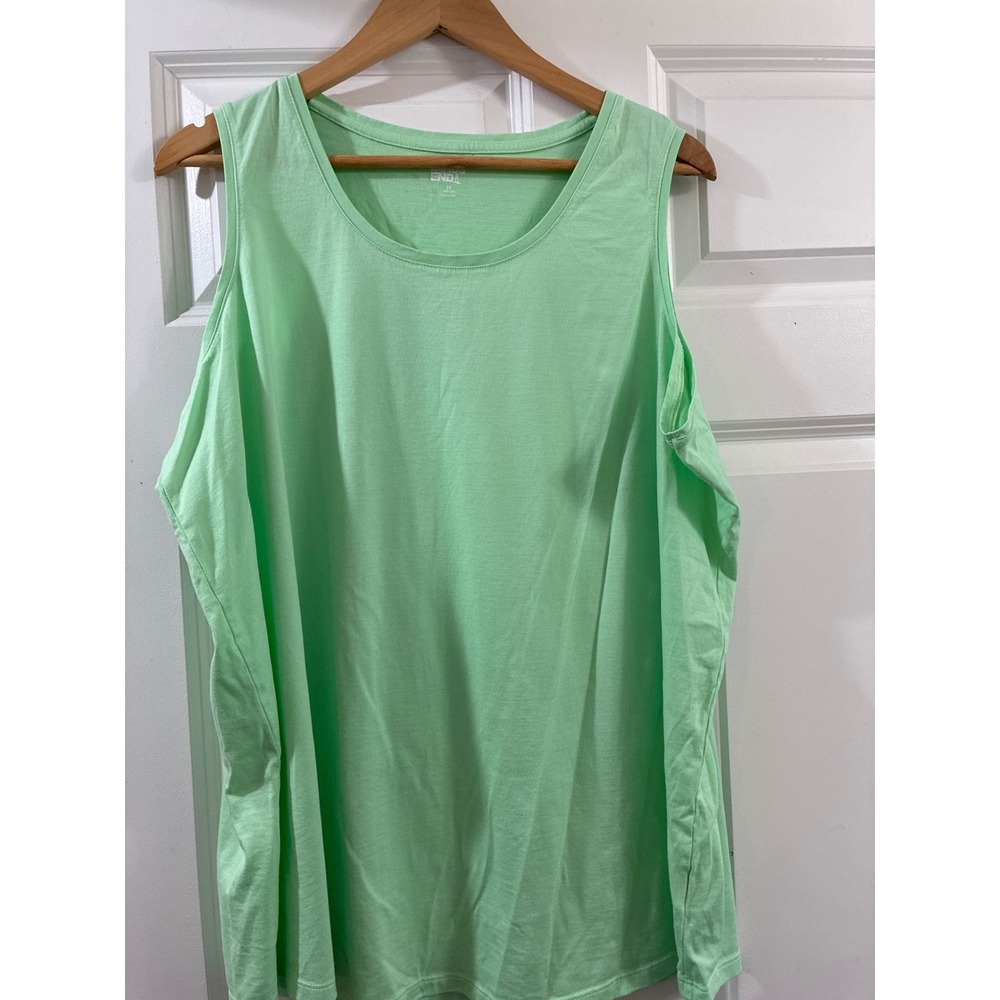 Lands End Womens 2X Mint Green 100% Cotton Sleeveless Scoop Neck Tank Top